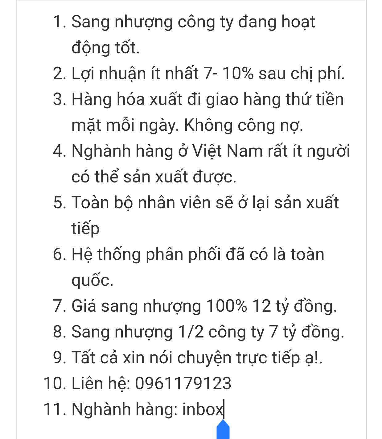 Sang nhượng công ty đang họat động